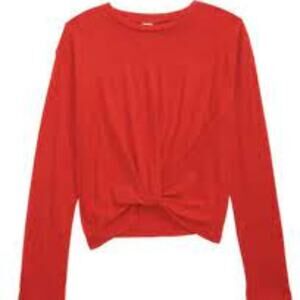 Nordstrom Kids' Twist Front Long Sleeve T-Shirt Red Heather Size XL 14/16 NWT